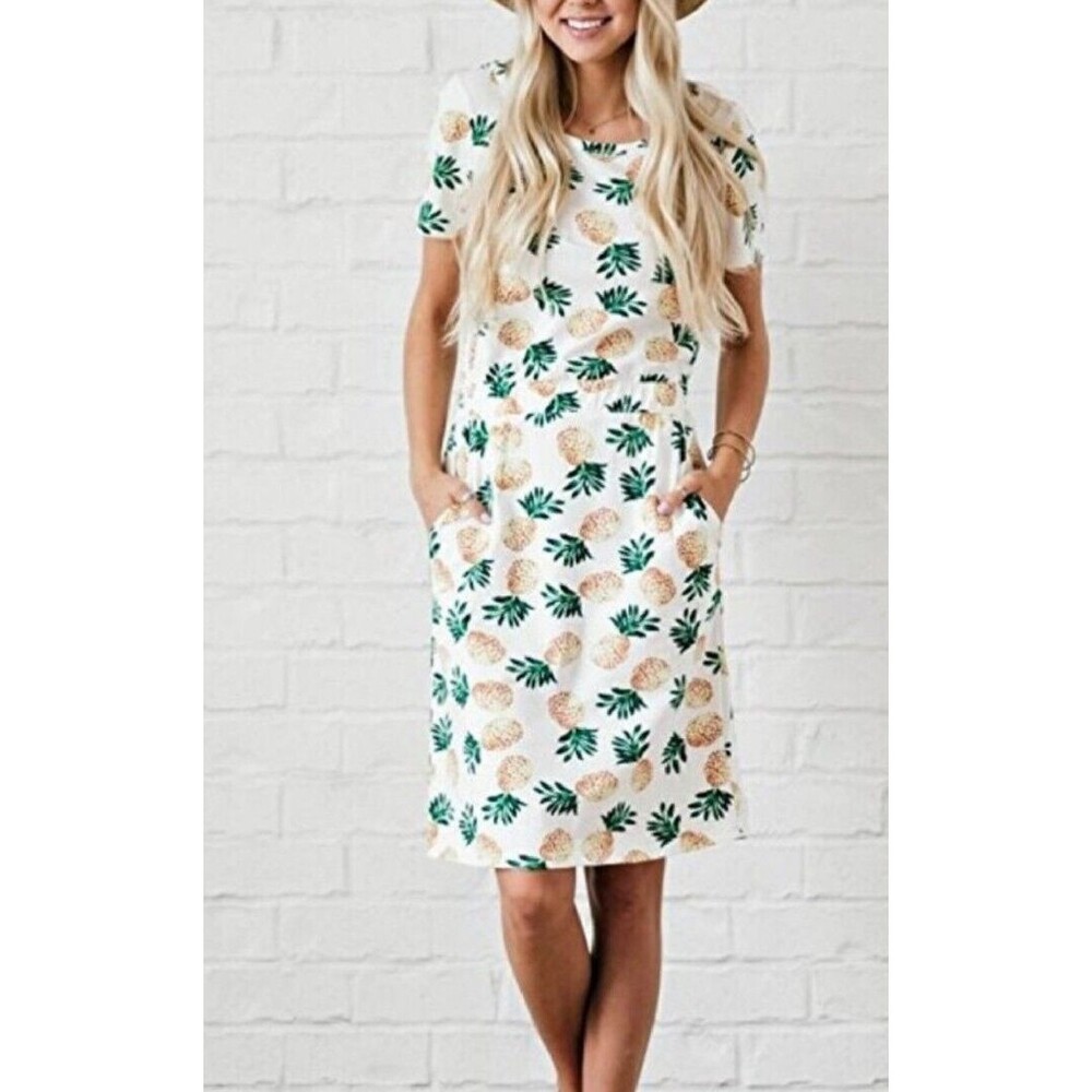 JOURNEY FIVE Women's Size Medium Cotton Blend Pineapple Pocket Dress